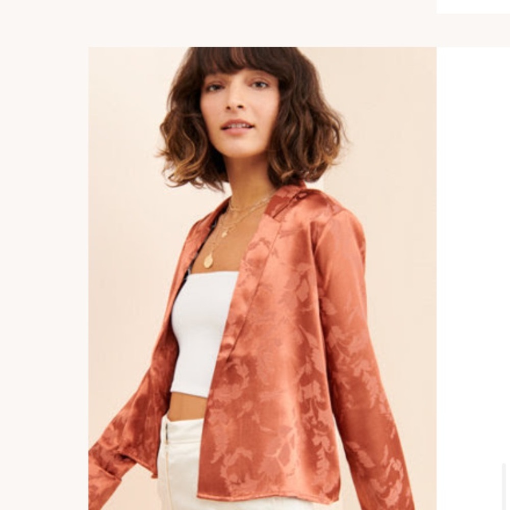 Elegant Rust Satin Blazer